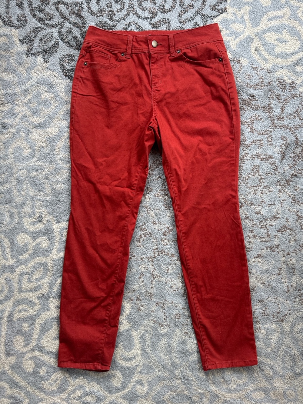 No Boundaries Mid Rise Skinny Jeans Rust Orange 15